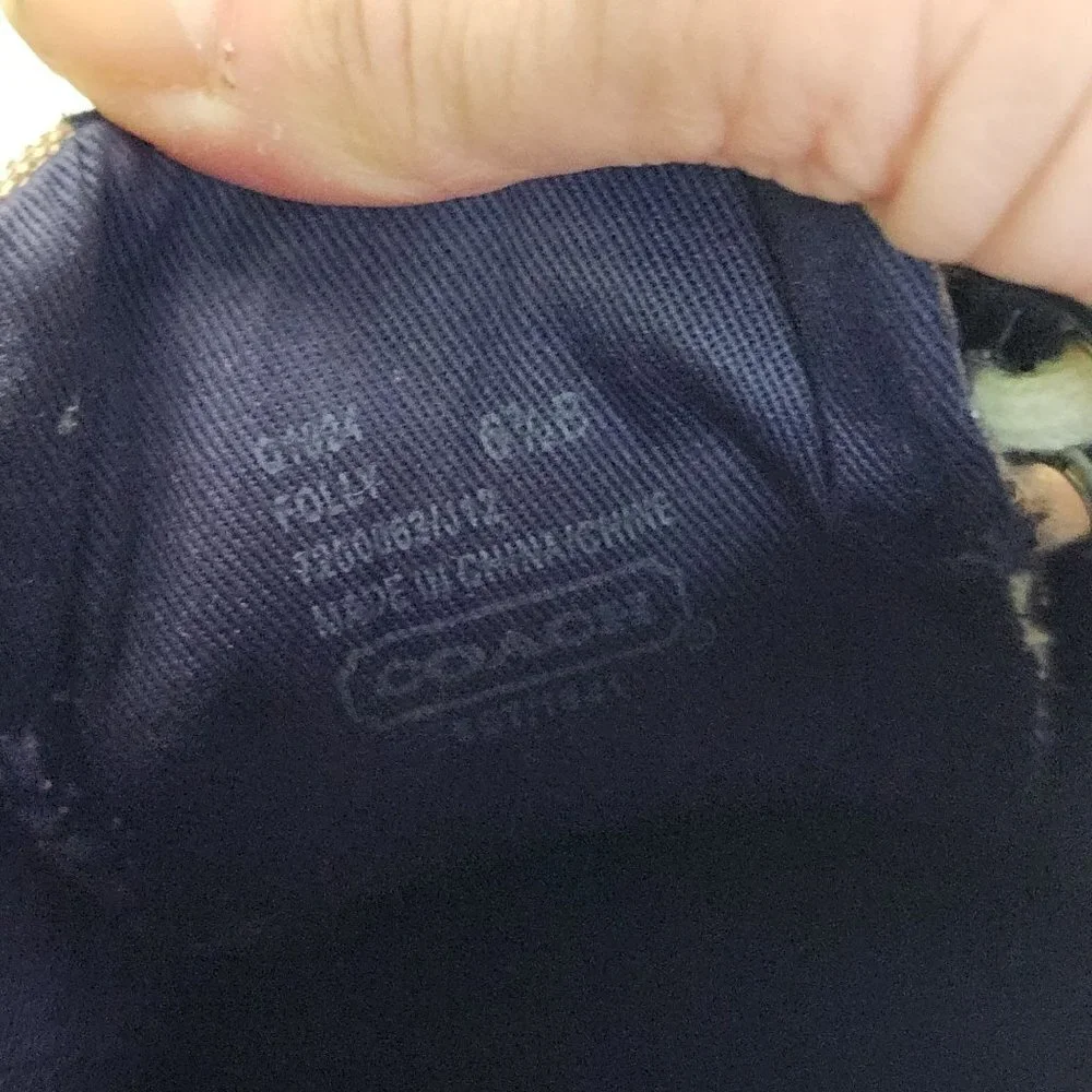 Coach Folly Signature Fashion Sneakers Tan Navy Green Size 6.5B